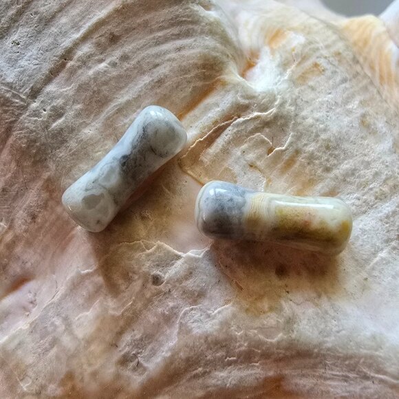Pair Crazy Lace Agate organic plugs gauge double flare stretchers 4 mm 6G NWT - Picture 1 of 3